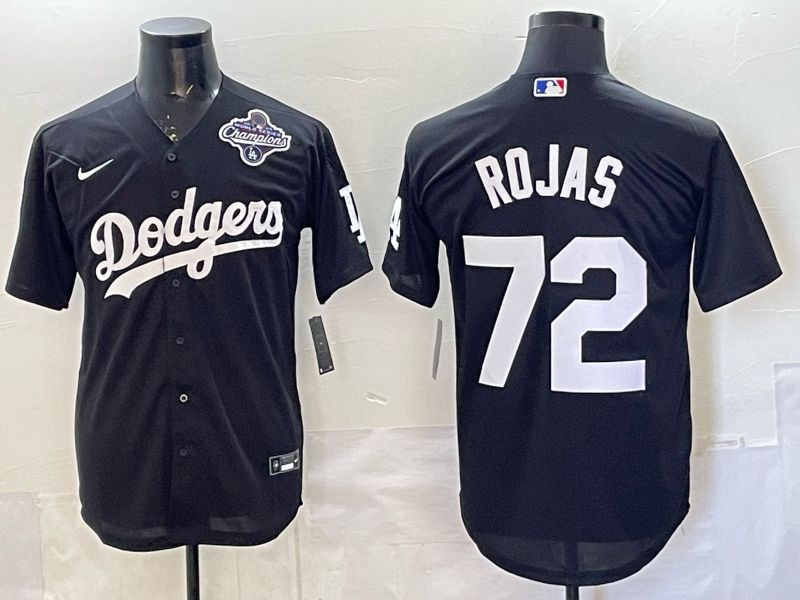 Men 2026 Nike Los Angeles Dodgers #72 Rojas Black Game MLB Jersey 04